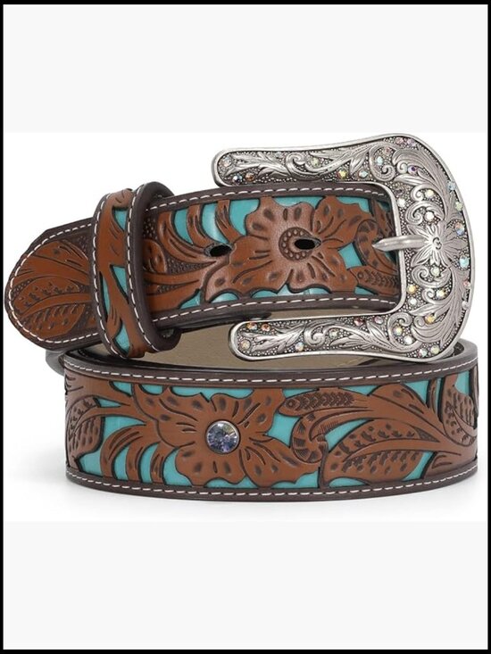 Western Rhinestone Belt Adjustable Faux Leather Cowgirl Chic Accessory main image 7